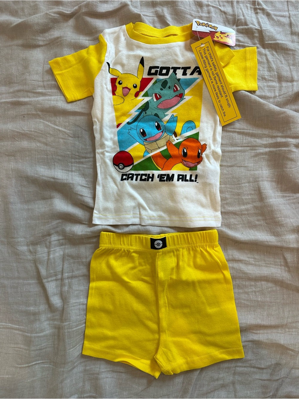 Pokemon Yellow & White 'Gotta Catch 'Em All' Short Pajama Set